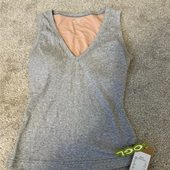 Ogl Stretchy V-neck Cotton New Airy Brami Tank - Heather Grey Small New - Picture 9 of 9